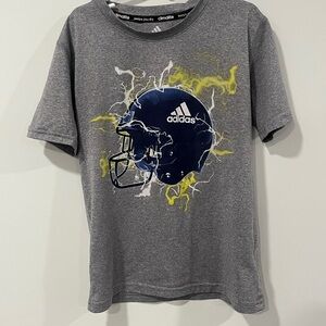 adidas Gray Tee with Navy & Yellow Football Helmet Graphic